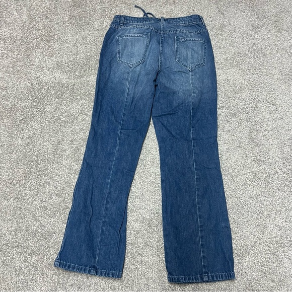 ULLA JOHNSON Jeans Womens Size 6 Blue Alex Lace Up Tie Waist Mid Rise Straight - Picture 9 of 9